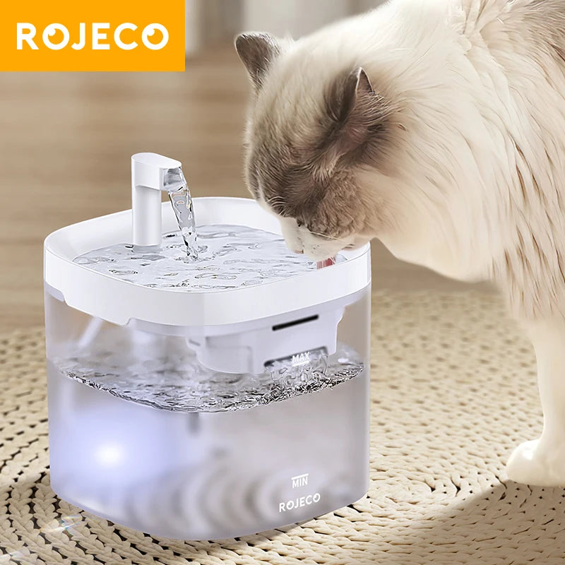 ROJECO Transparent Cat Water Fountain Automatic Smart Purifier