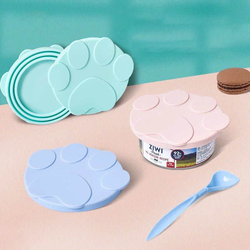 Portable Silicone Dog Cat Canned Lid 2-in-1Food Sealer Spoon