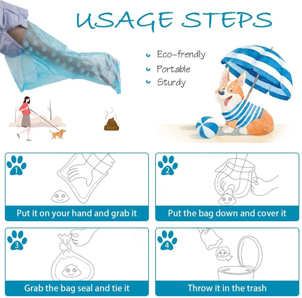 Pet Poop Bag Solid Color Printed Pet Garbage Bag Dogs and Cats