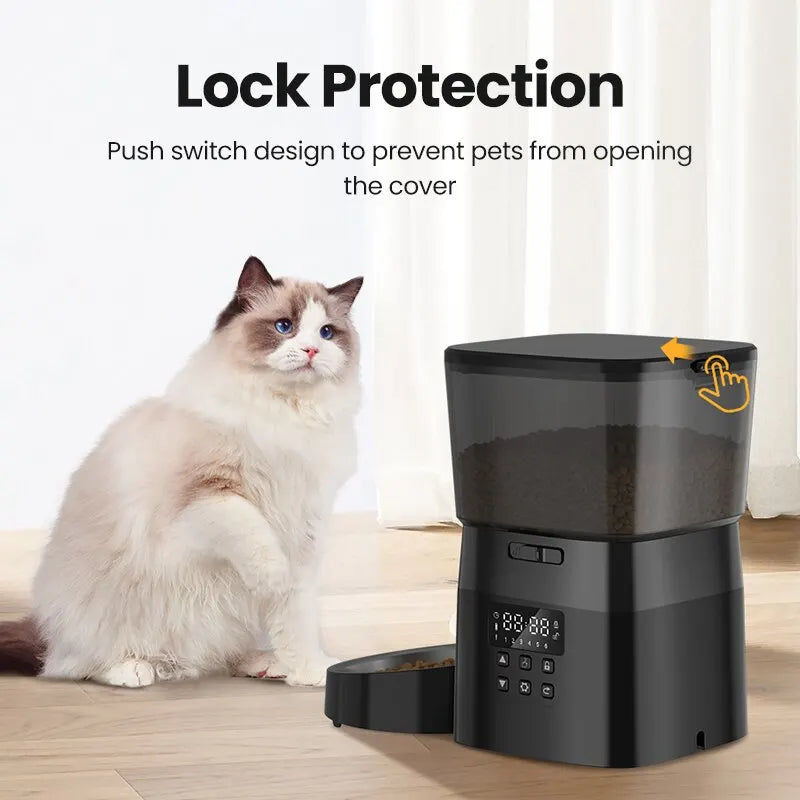 ROJECO Automatic Pet Feeder Button Version Cat Food Dispenser Smart