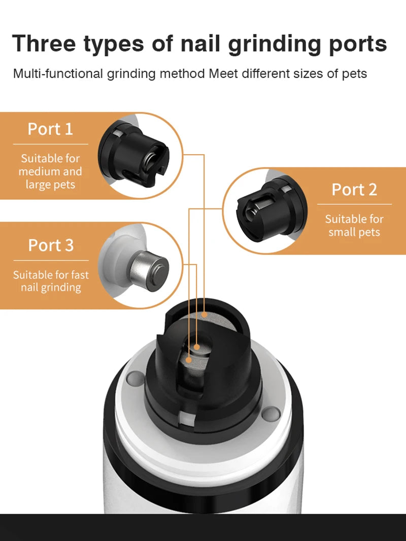 Electric Pet Nail Grinder LED Light Cat Dogs Nail Clippers USB Rechargeable