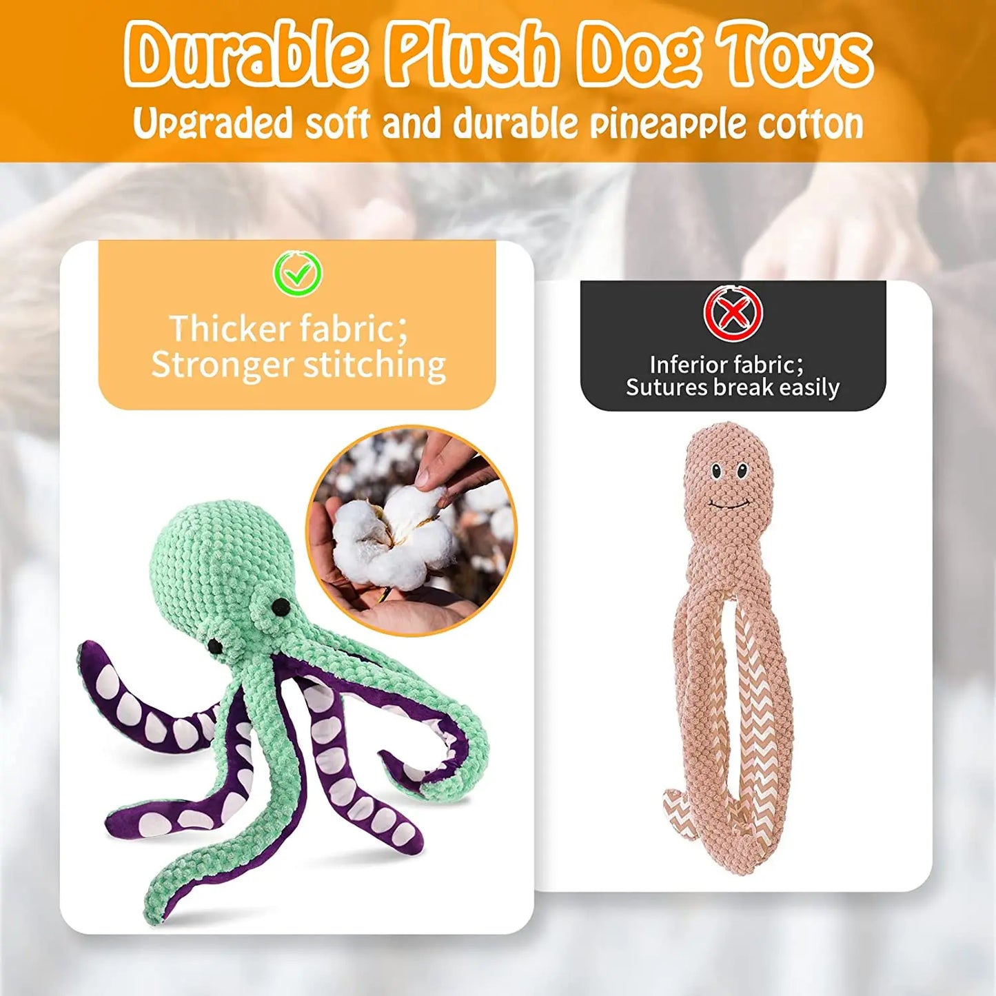 Squeaky Dog Toy,Durable Octopus Plush Dog Toy