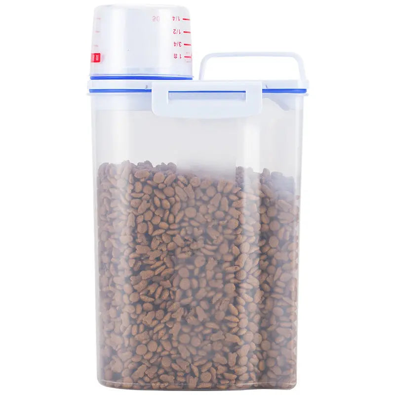 1.5kg/2kg Dog Cat Food Storage Tank with Measuring Cup Container