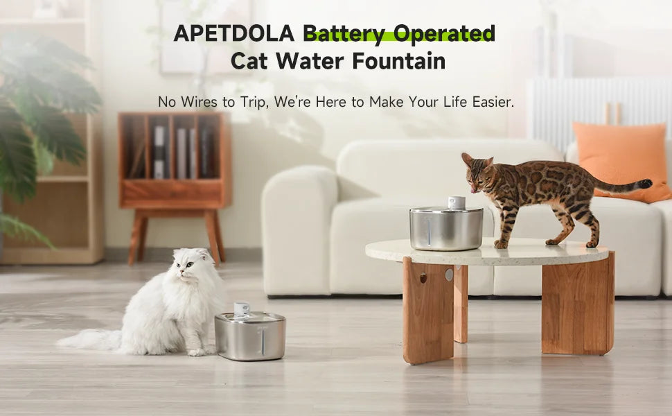 APETDOLA 4L Wireless Cat Water Fountain Auto Sensor