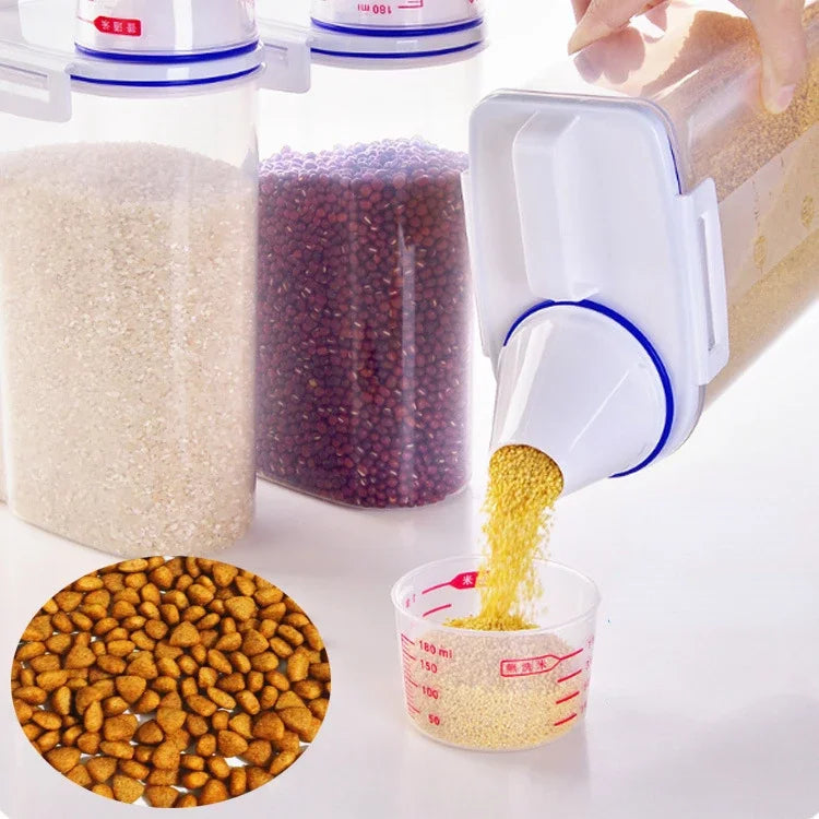 1.5kg/2kg Dog Cat Food Storage Tank with Measuring Cup Container