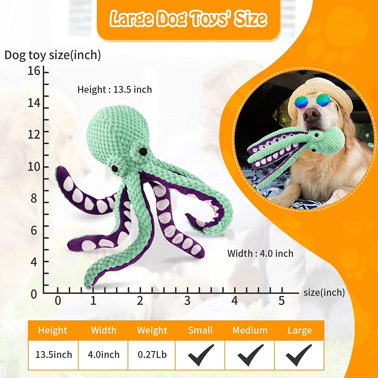 Squeaky Dog Toy,Durable Octopus Plush Dog Toy