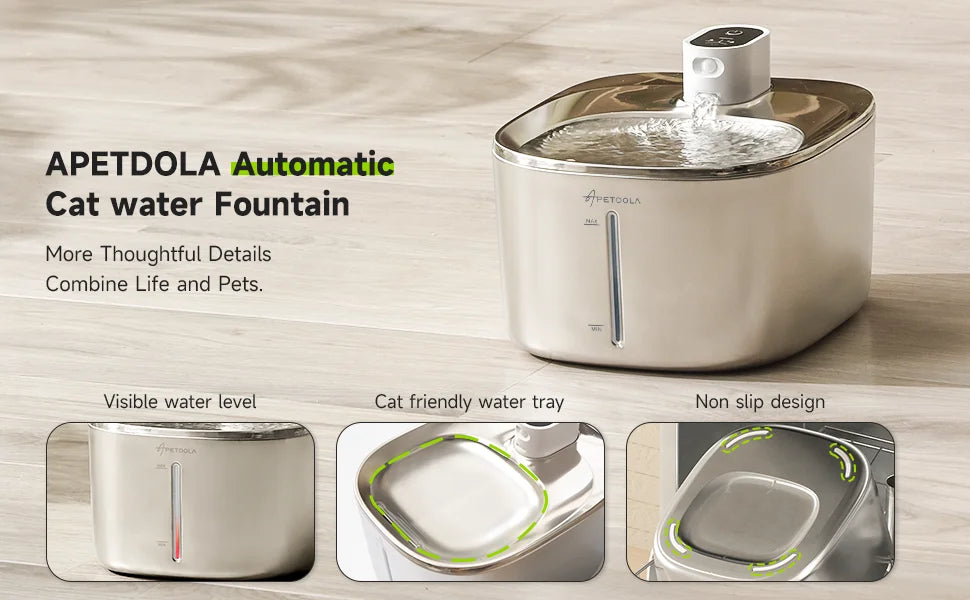 APETDOLA 4L Wireless Cat Water Fountain Auto Sensor