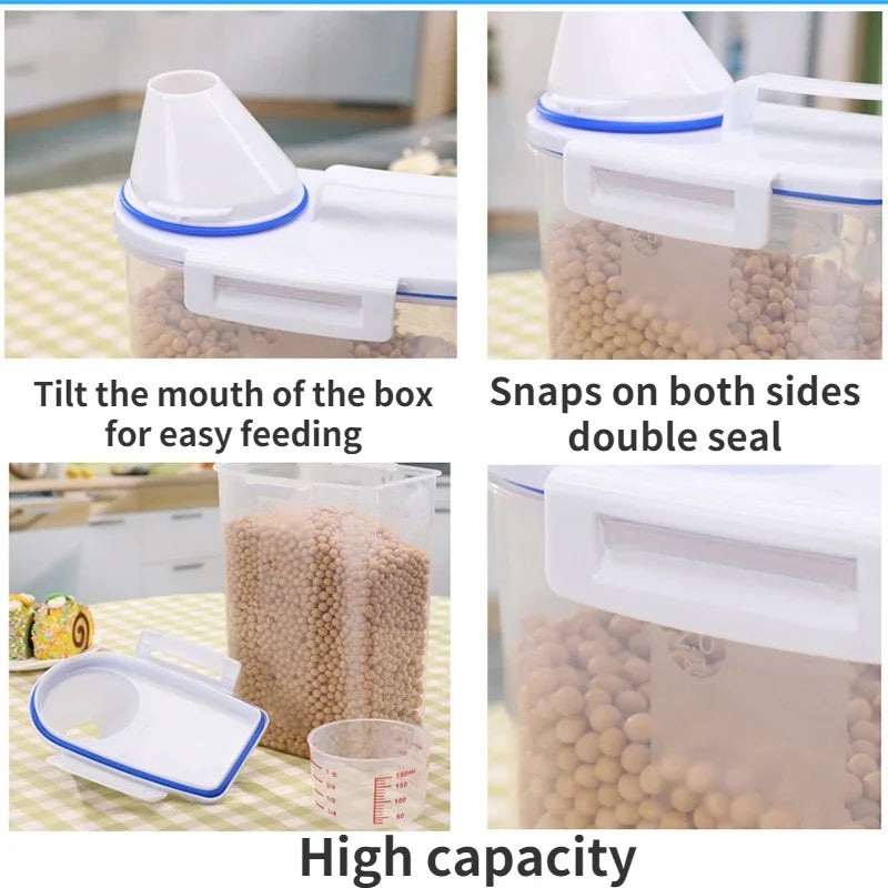 1.5kg/2kg Dog Cat Food Storage Tank with Measuring Cup Container