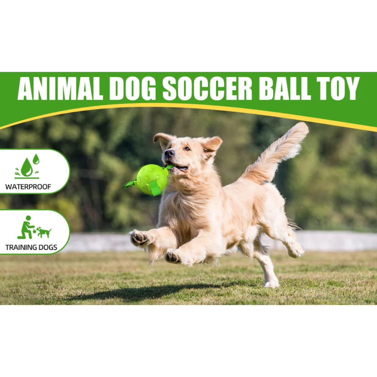 Dog Toy Rubber Soccer Ball with Strap for Indoor/Outdoor